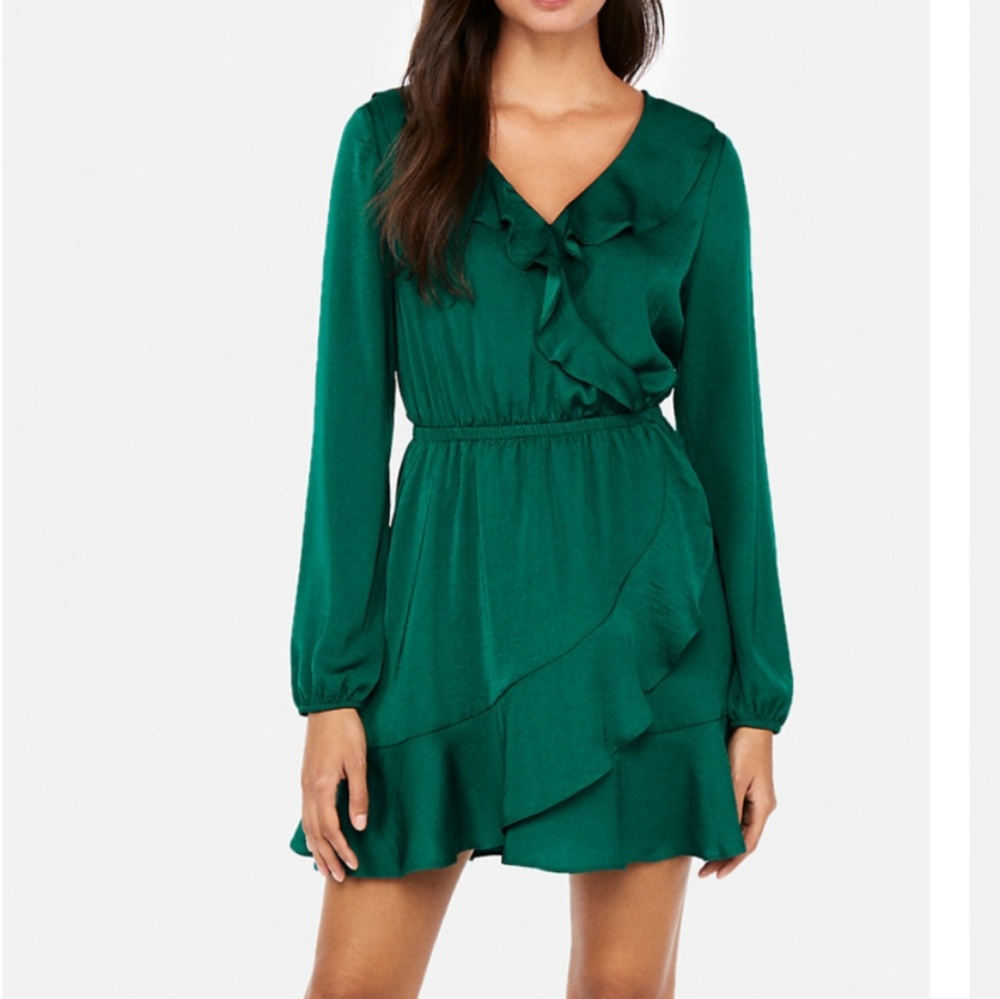 Ruffle Elastic Waist Wrap Dress